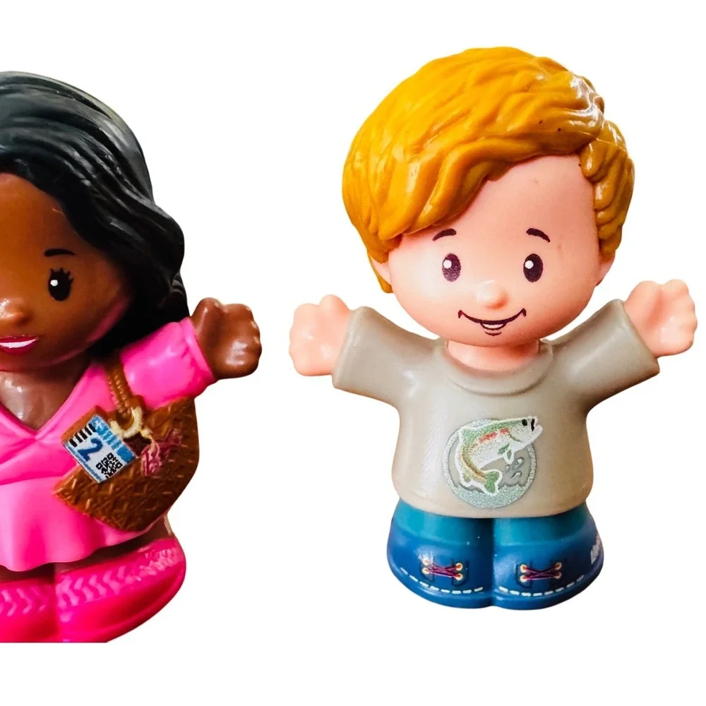 Fisher Price Little People Barbie Soccer Player Girl Pink Dress Boy Fish 3pc Lot
